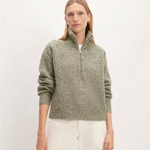 Everlane Felted Merino Half-Zip in Seafoam Green/Kambaba Twist